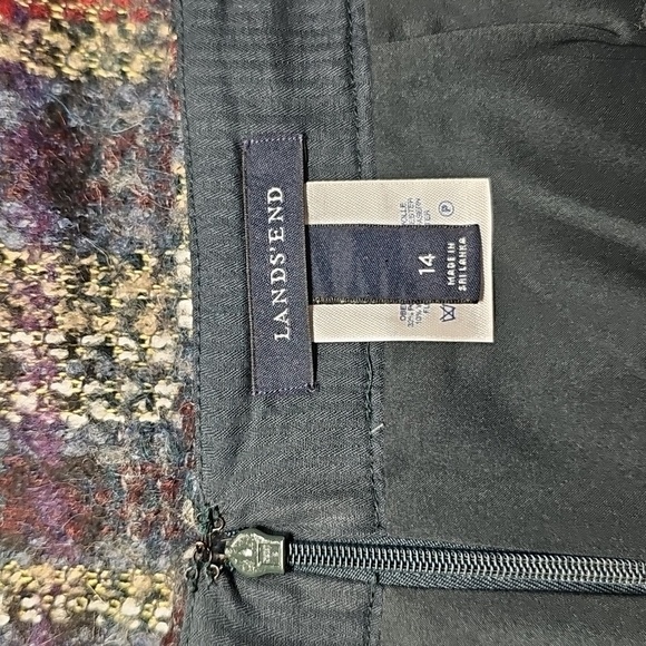 Lands' End Womens Blue Gray Tan Wool Blend Faux Wrap Skirt Size 14 - Picture 4 of 5